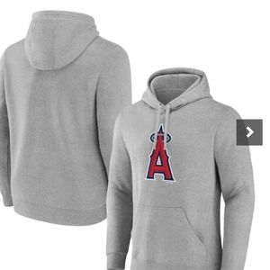 Men's Los Angeles Angels Fanatics Branded Ash Official LogoPullover Hoodie 5XL